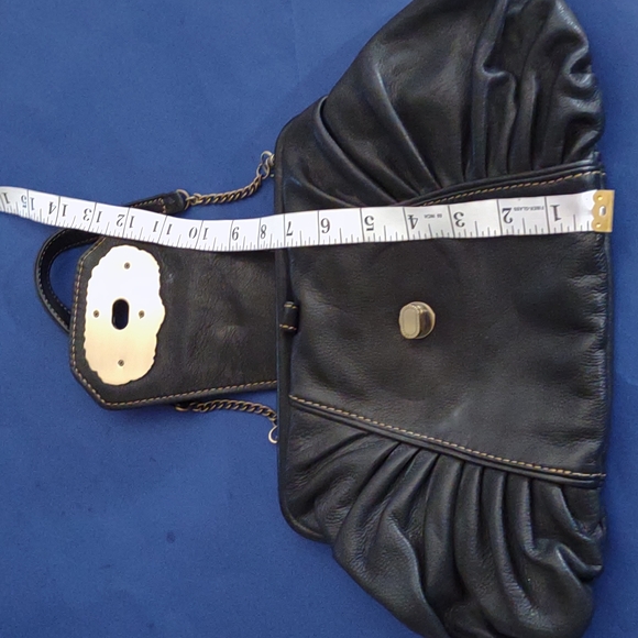 Kate Landry like new black  Leather Hobo Bag with gold clasp closure - Picture 3 of 9